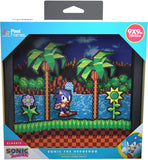 Pixel Frames Sonic The Hedgehog Idle Pose 9x9 Shadow Box Art - Officially Licensed