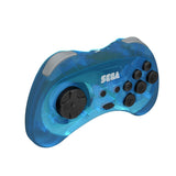 Retro-Bit Official Sega Saturn 2.4 GHz Wireless Controller 8-Button Arcade Pad for Saturn, Genesis Mini, PC/Mac - Clear Blue