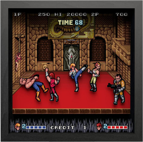 Pixel Frames Double Dragon 9x9 Shadow Box Art - Officially Licensed Arc System Works