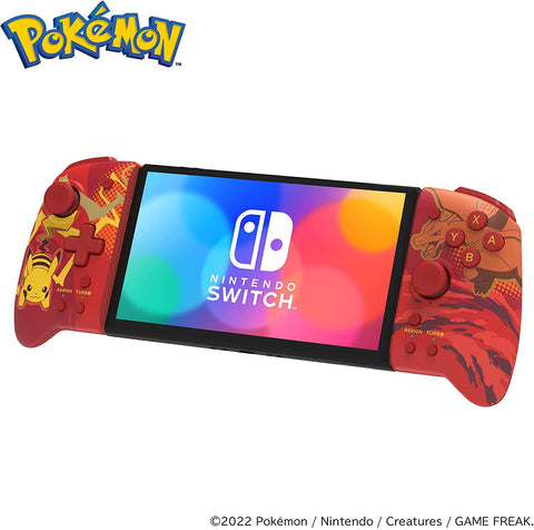 Hori Split Pad Pro Ergonomic Controller for Handheld Mode Controller for Nintendo Switch and Switch OLED - Pikachu & Charizard - Officially Licensed by Nintendo & Pokémon