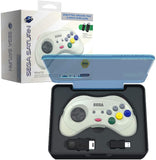 Retro-Bit Official Sega Saturn 2.4 GHz Wireless Controller 8-Button Arcade Pad for Sega Saturn, Sega Genesis Mini, Switch, PS3, PC, Mac - White